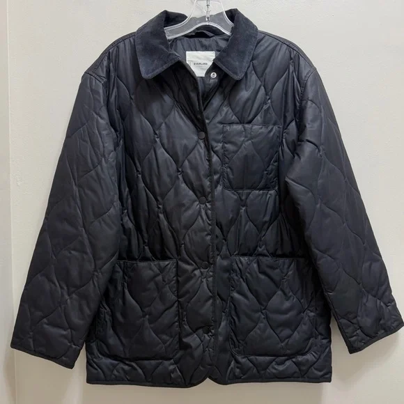Everlane Quilted Ranch Jacket Chore Barn Corduroy Collar Black Size M - Picture 4 of 9